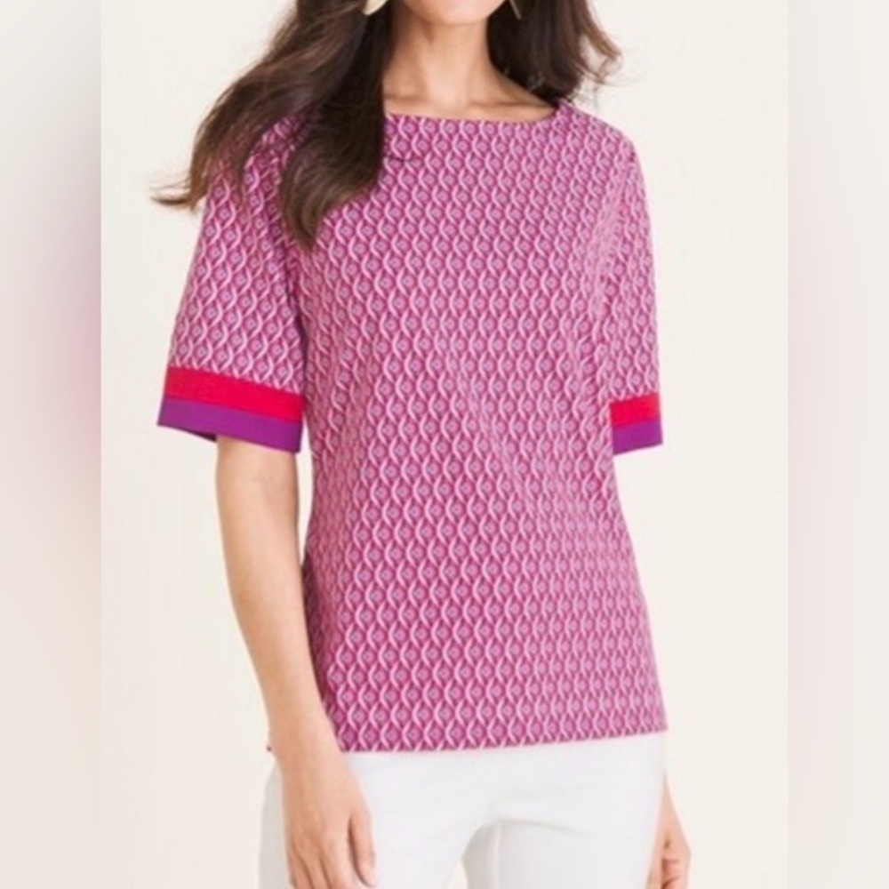 Chico's Vibrant Geometric Color Block Knit Top Women’s XXL